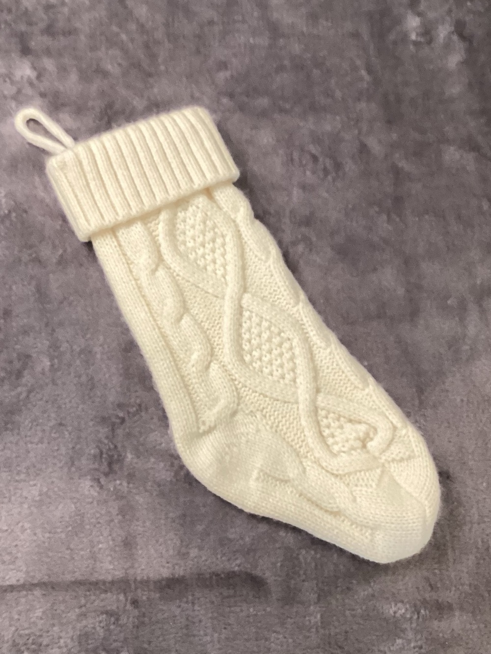 Cable Knit Cream Holiday Stocking